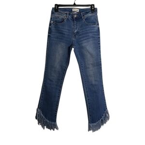 BLACK LABEL By C'est Toi Blue Fringed Ankle Jeans Size 5 Waist 26